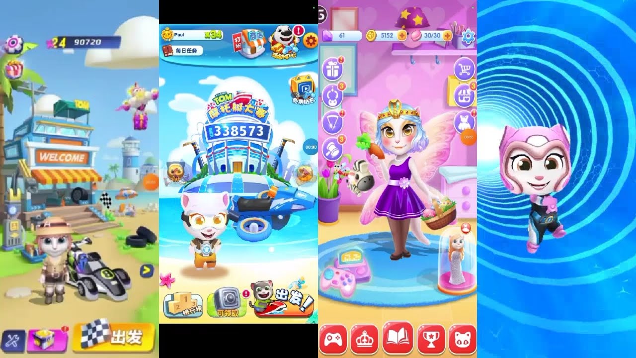 Talking Tom Ultra Kart vs Talking Tom Jetski 3 vs My Talking Angela Dress up vs Tom Little Warrior