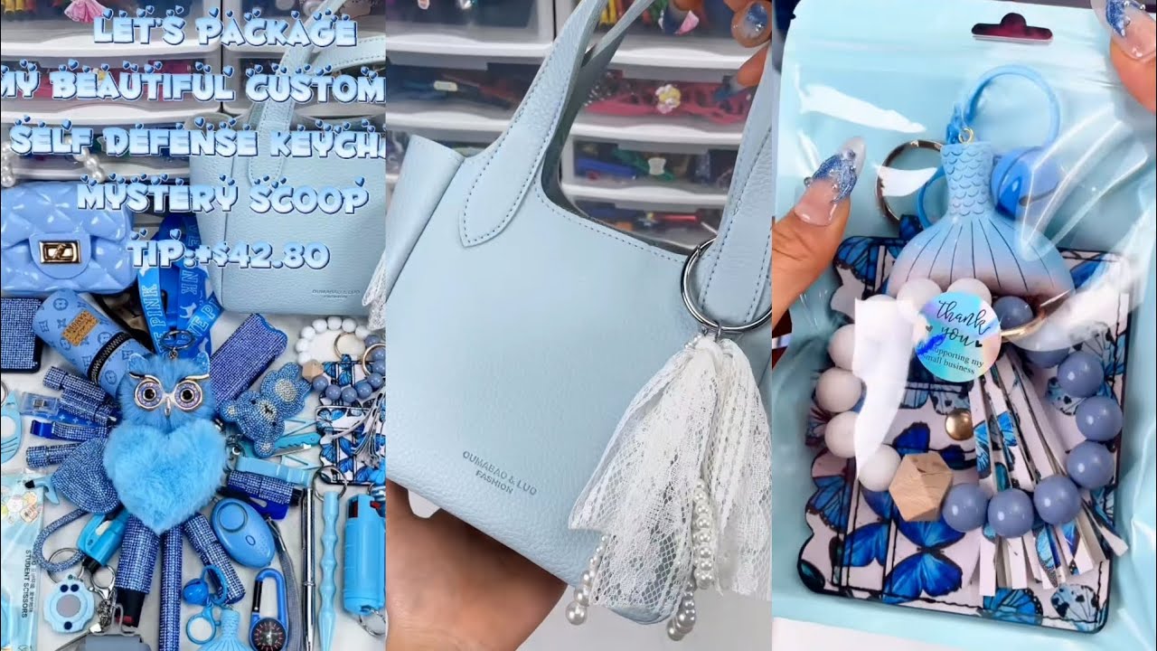 All Blue💙 Huge 40 scoop order packing|Satisfying ASMR| Selfdefense & Cutebag| Enjoy💋