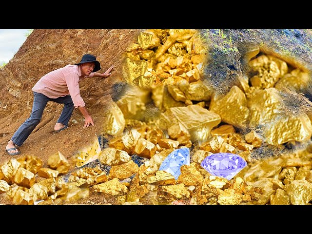 Wow meet the best gold and diamond crystal at the hillside-gold mining to find gold - YouTube