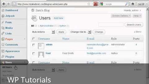 Video 15 Add and Manage Users in WordPress
