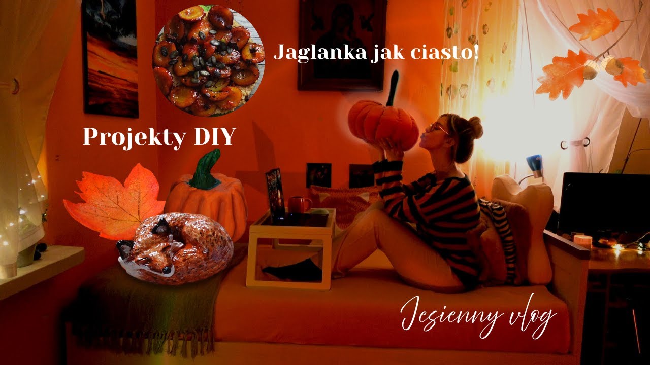 Jesienny vlog 🍁🧡 | Dużo DIY, poduszka dynia, figurki z gliny, dynie z włóczki | Sandra Jurczak