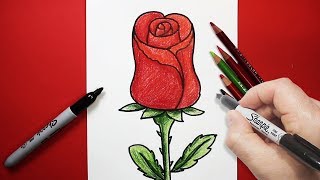 رسم وردة بسهولة مع الخطوات | تعليم الرسم سهل للمبتدئين  #رسم #رسم_ورود  #رسمتي