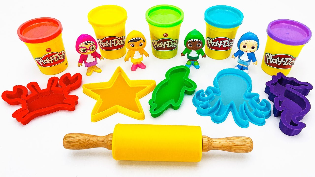 Learn Colors with 8 Color Play Doh Modelling Clay and Cookie Molds I  Surprise Toys Yowie 