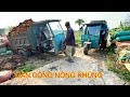 Dàn công nông một khối chở đất cực mạnh máy 24 | Máy xúc múc đất lên công nông ô tô | excavator load