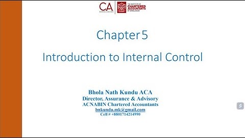 Assurance: Chapter 5 - Introduction to Internal Control (Part -1)