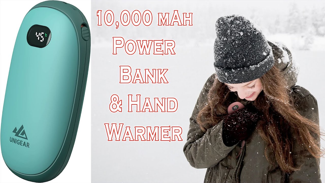 Winter Hand Warmer + 10,000 mAh power bank, phone charges rechargeable