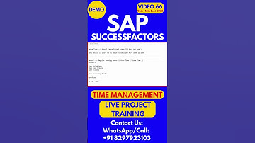 SAP SuccessFactors Time Management Training Online Class 66 16th Sept 2025#sapsuccessfactorstraining