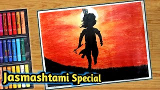 Krishna Drawing with Oil Pastel||Janmashtami Special Drawing||Drawing Krishna, Easy Step by Step