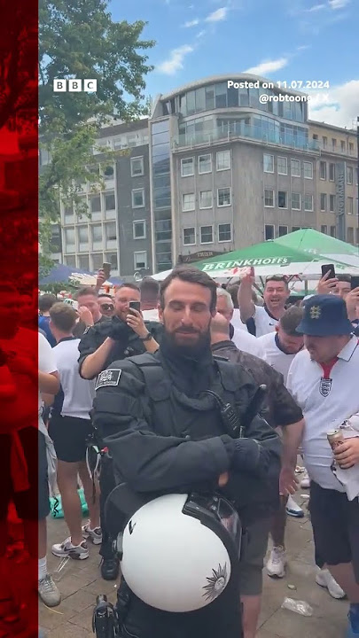 Gareth Southgate lookalike cop serenaded by England fans. #Euro2024 #Football #BBCNews