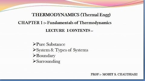 Thermodynamics - Fundamentals of Thermodynamics ( Lecture 1 )