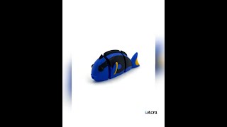 3D Printed Articulated Blue Tang Fish Keychain