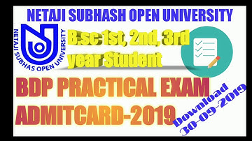 BDP PRACTICAL EXAM-2019 ADMIT CARD DOWNLOAD||NSOU B. SC PRACTICAL EXAM ADMIT CARD