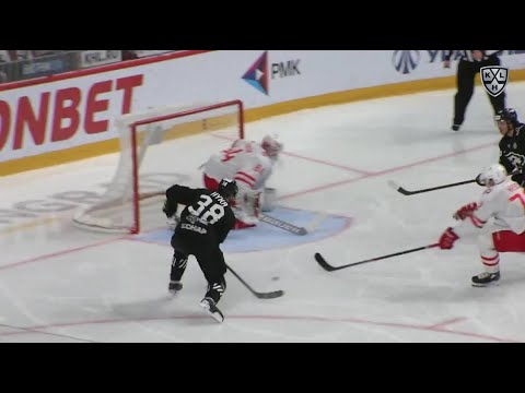 Krasikov stops it with his pad