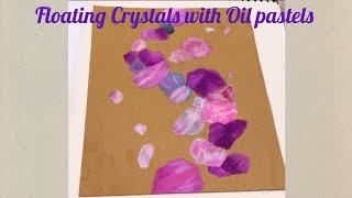 Floating Purple Crystals | Abstract Oil Pastels on Kraft Paper