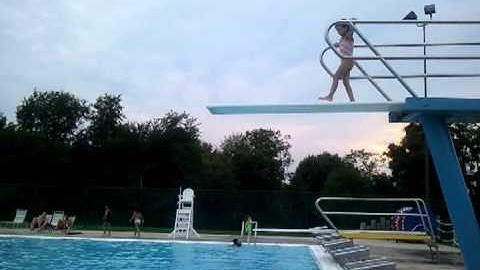 Sage jumping off the high dive for the first time!