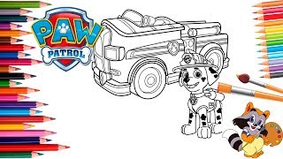 ЩЕНЯЧИЙ ПАТРУЛЬ  ПОЖАРНАЯ МАШИНА МАРШАЛА Раскраски для детей PAWPATROL  MARSHALL