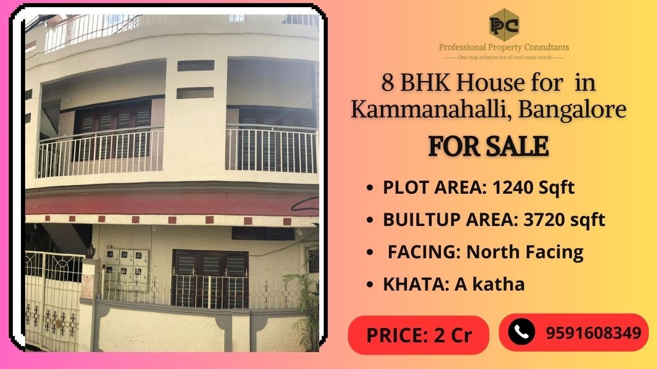 8 BHK Independent House For Sale In Kammanahalli Bangalore/ Call