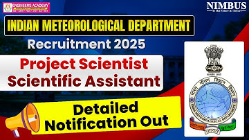 IMD Recruitment 2025 🔥 Project Scientist & Scientific Assistant Notification OUT | Complete Details