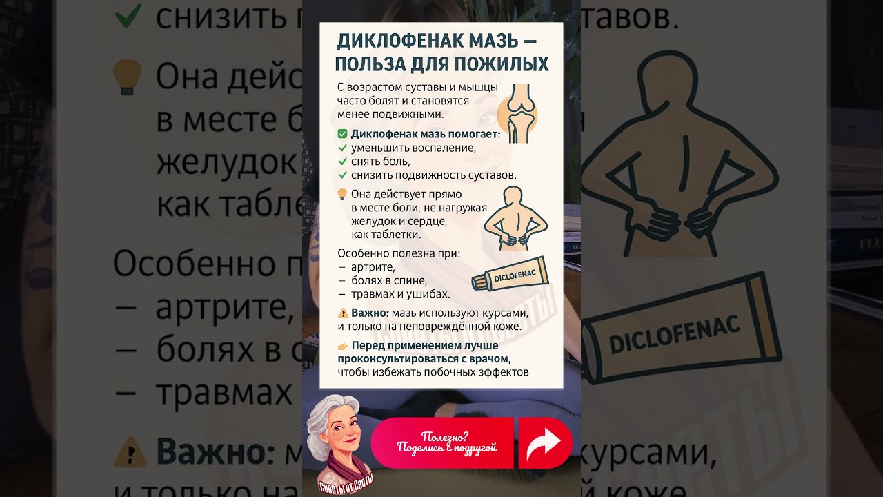 Диклофенак мазь: польза для суставов и спины после 60
