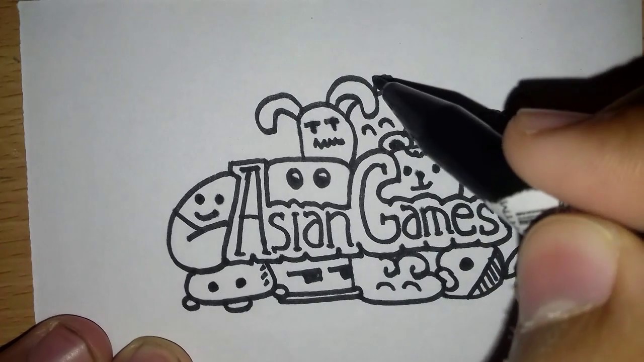 How To Make Doodle Art Name ASIAN GAMES Simple And Easy Part2