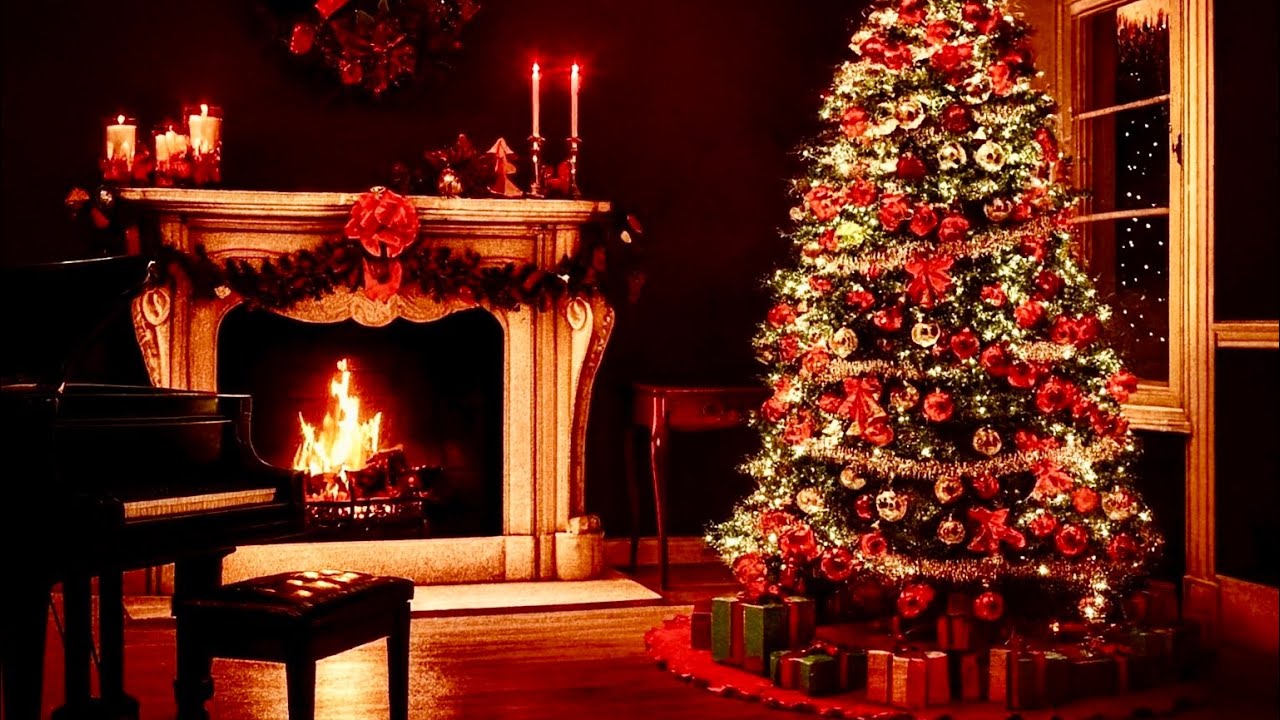 Christmas Fireplace - Relaxing Christmas Piano