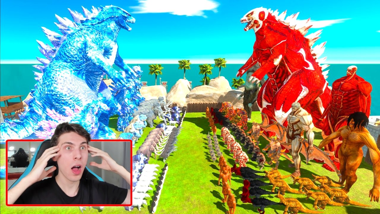 REY MONSTRUO - EQUIPO HIELO GODZILLA VS EQUIPO COLOSAL TITAN GODZILLA - ARBS ATTACK ON TITAN