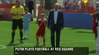 Vladimir Putin Takes Ceremonial Kick At An Exhibition Match In Moscow