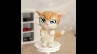 F58-1 Crafting Cuteness: Blue-Eyed Yellow Cat Felting Fun! π±π F58-1 Crafting Cuteness: Blue-Eyed Yellow Cat Felting Fun! π±π