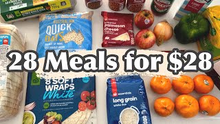 EXTREME BUDGET GROCERY HAUL CHALLENGE | 28 MEALS FOR $28 AUD | EXTREME BUDGET MEAL PLAN 📝