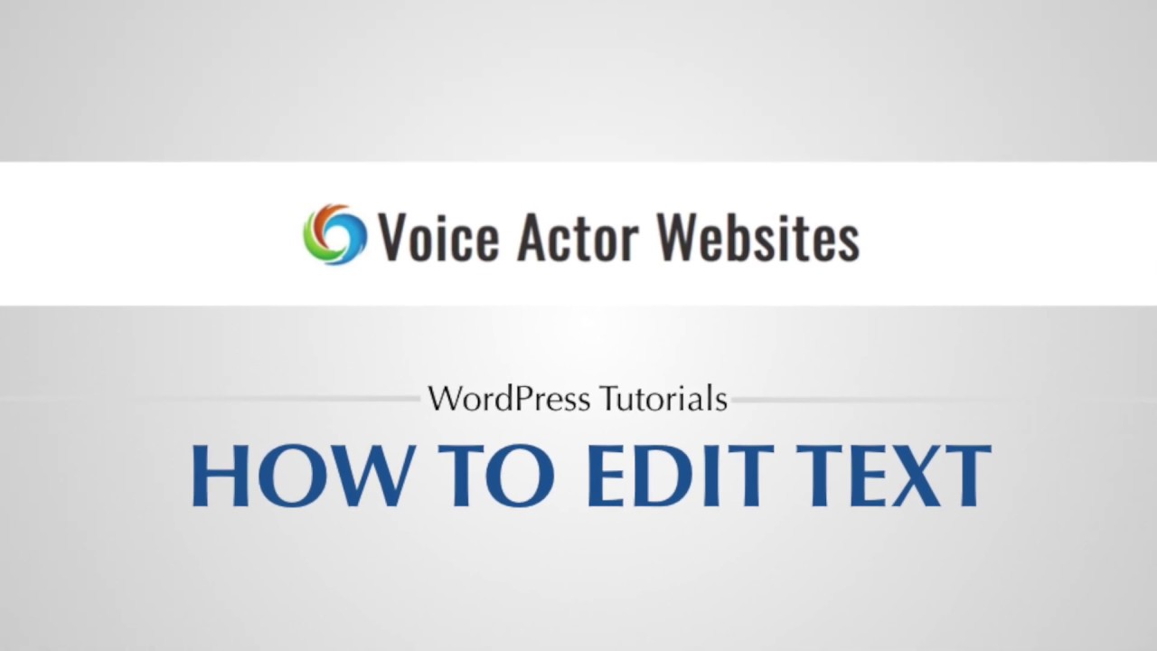 How to edit text | VAW WordPress Tutorial - YouTube