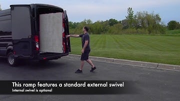 Ford Transit with WM Systems High Capacity Loading Ramp. Featuring spring assist and external swivel