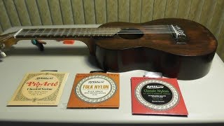 How to restring change Nylon Guitar Strings on GUITALELE Classical Review D'Addario EJ45 Pro Arte