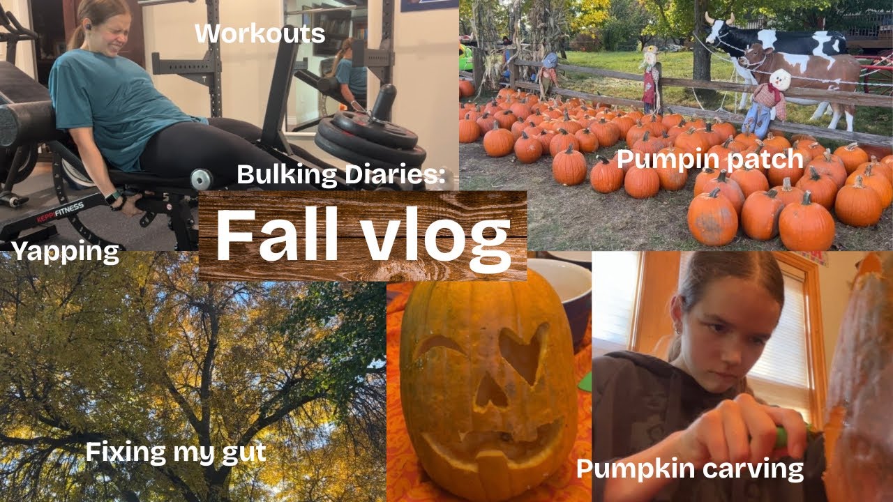 Дневники набора массы: осенний видеоблог, вырезание тыквы, тыквенная грядка, поднятие тяжестей, е...