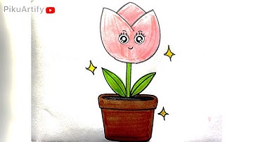 Easy Tulip Flower Drawing | How To Draw Tulip Step By Step Tutorial For Beginners .