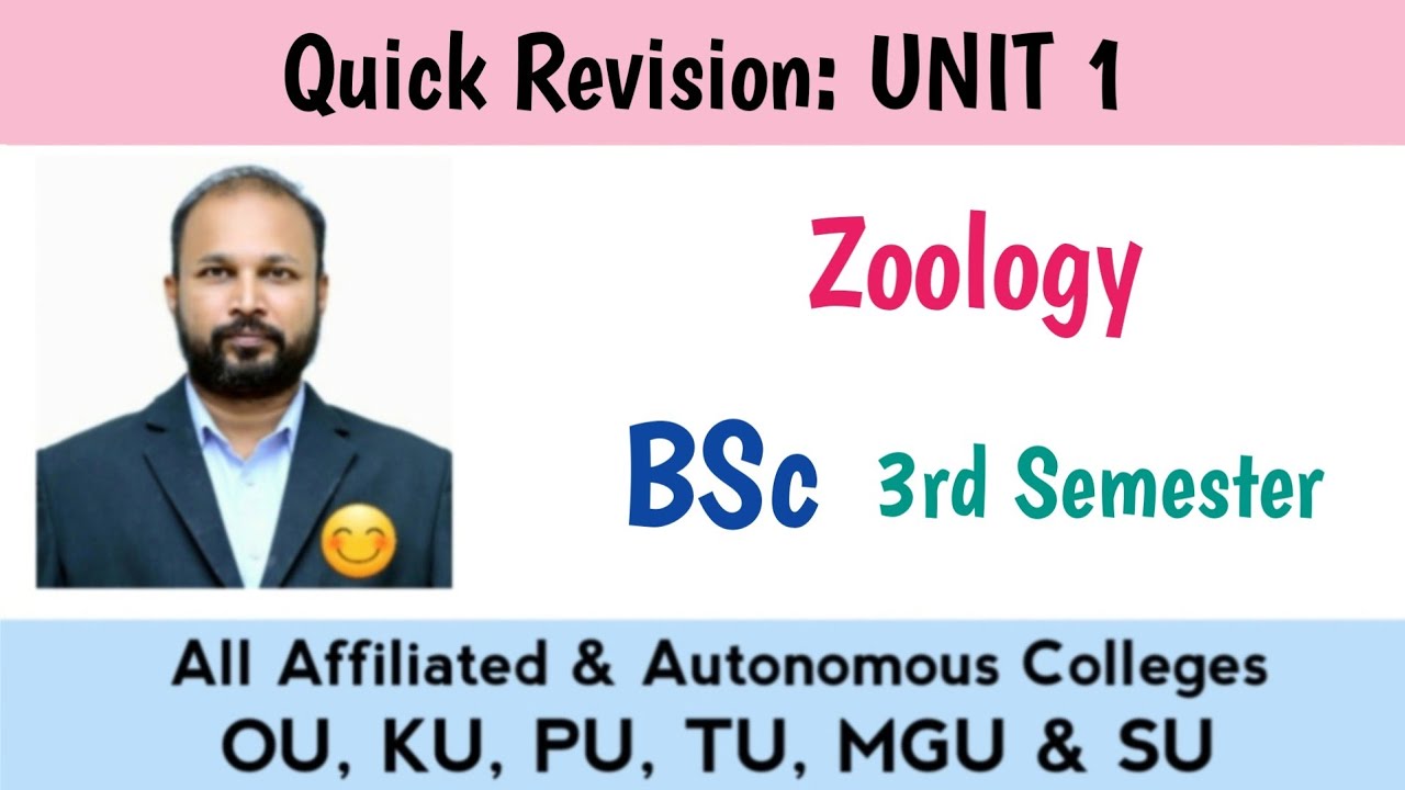 Zoology UNIT 1 Last Minute Quick Revision Explanation 2025-26 BSc 3rd III Sem Imp OU KU TU PU MGU SU