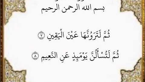 سورة التكاثر من ٧-٨