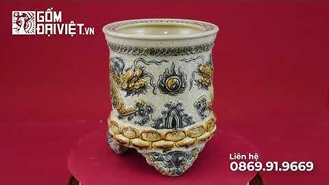 BÁT HƯƠNG MEN RẠN RỒNG ĐẮP NỔI 3 CHÂN BÁT TRÀNG - GỐM ĐẠI VIỆT BÁT TRÀNG