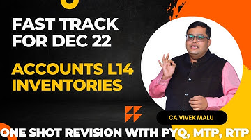 One Shot Revision | Accounts Fast Track|L14 Inventories| With PYQ, RTP, MTP|  CA Foundation