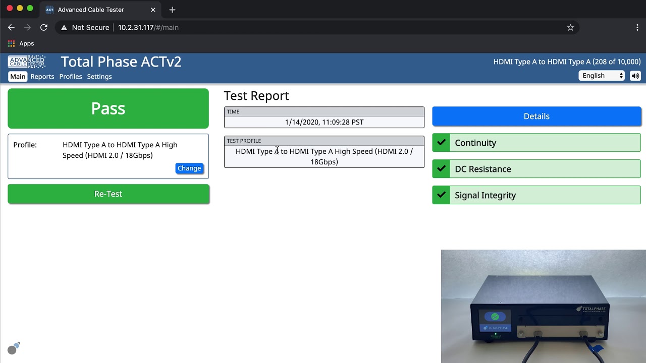 Test with Advanced Tester v2 - Total Phase