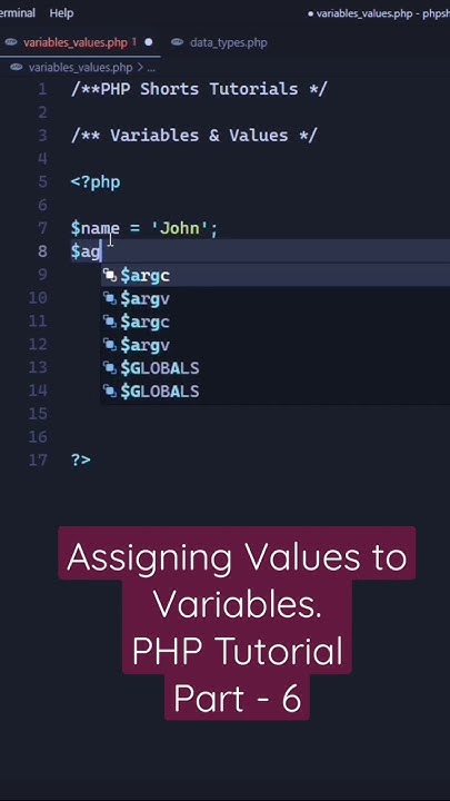 PHP Tutorial: Assigning Values to Variables - Part 6 #shorts - YouTube