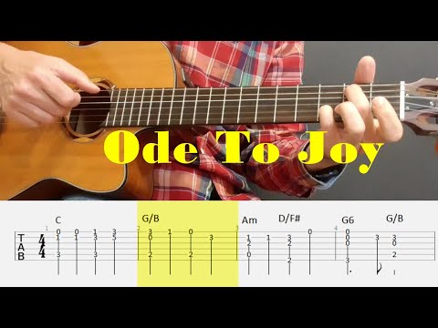Ode To Joy - Beethoven - Fingerstyle Guitar Tutorial Tab