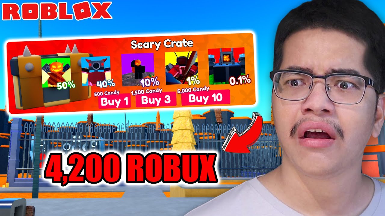 ใช้ 4,200 Robux สุ่มกล่องฮาโลวีนหาตัว 0.1% Toilet Tower Defense ...