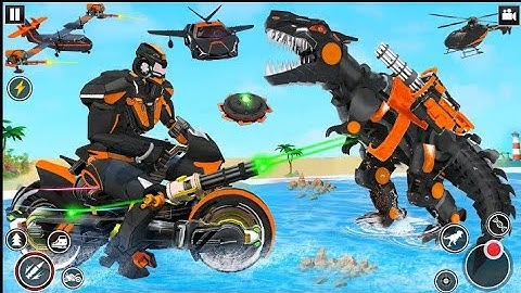 Dinosaur Robot Police Car Bike Simulator Game | Android Gameplay
