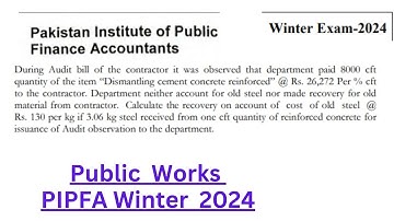 PIPFA Public works solved paper winter 20204 Local Fund Audit | PIPFA solved papers || Public works