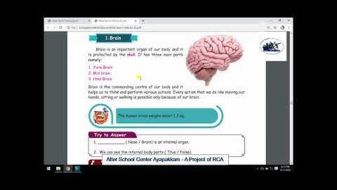 Rotary Club of Ambattur Class 4 Science Lesson 1 My Body Part 1