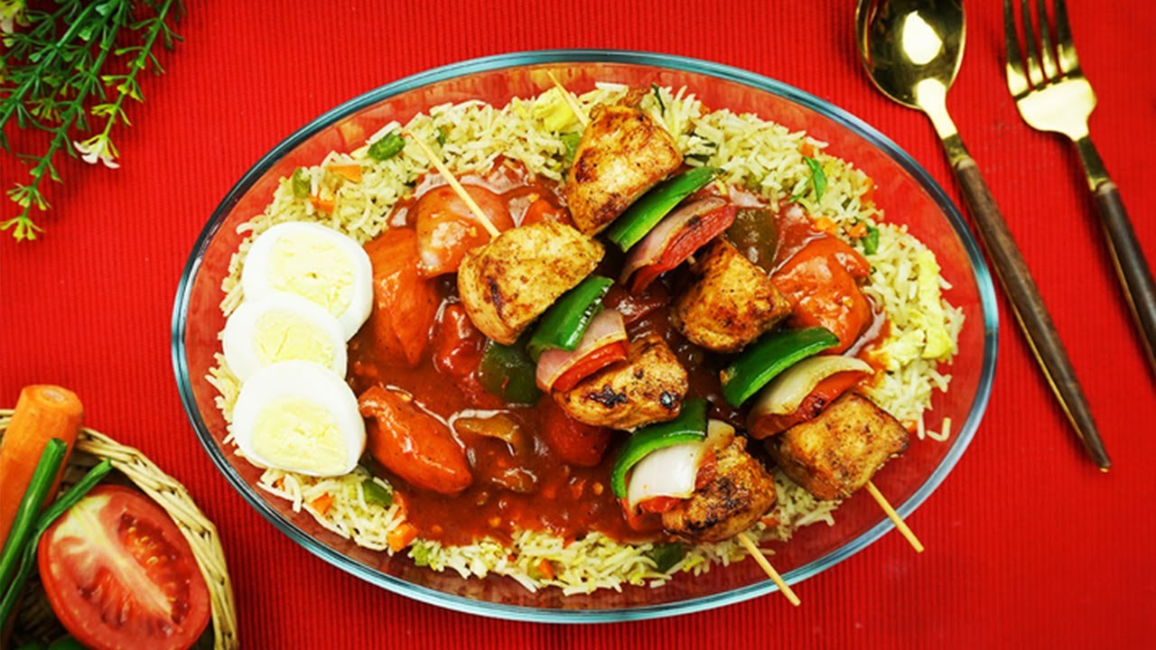 Chicken Shashlik With Fried Rice By SooperChef