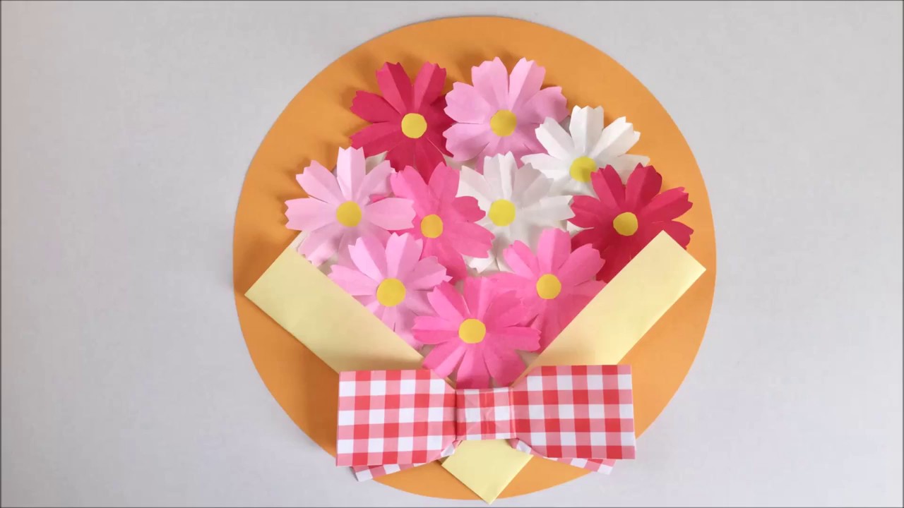 折り紙 コスモスのブーケのリース Cosmos Bouquet Wreath Youtube