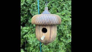 Woodturning, Acorn Shaped Bird House With Clean Out Lid