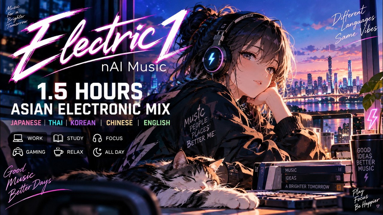 1.5 Hours Asian Electronic Mix ⚡ J-Pop / T-Pop / K-Pop · Work