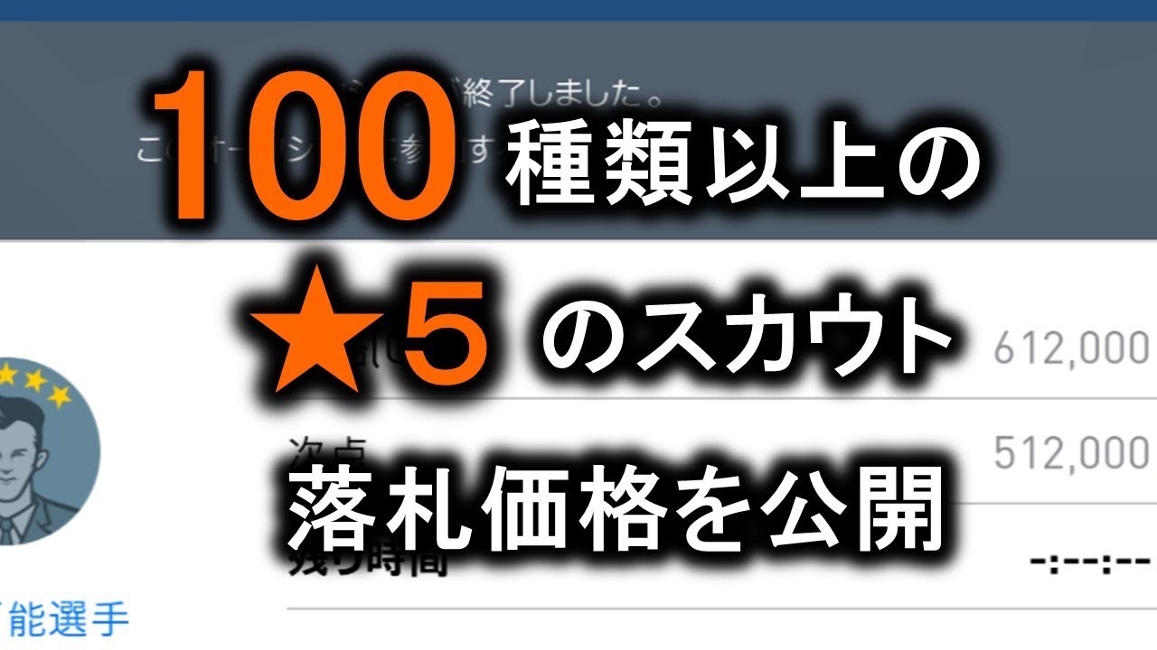 ウイイレアプリ18 全113種類の星5スカウトの落札価格 遊ボッチ民